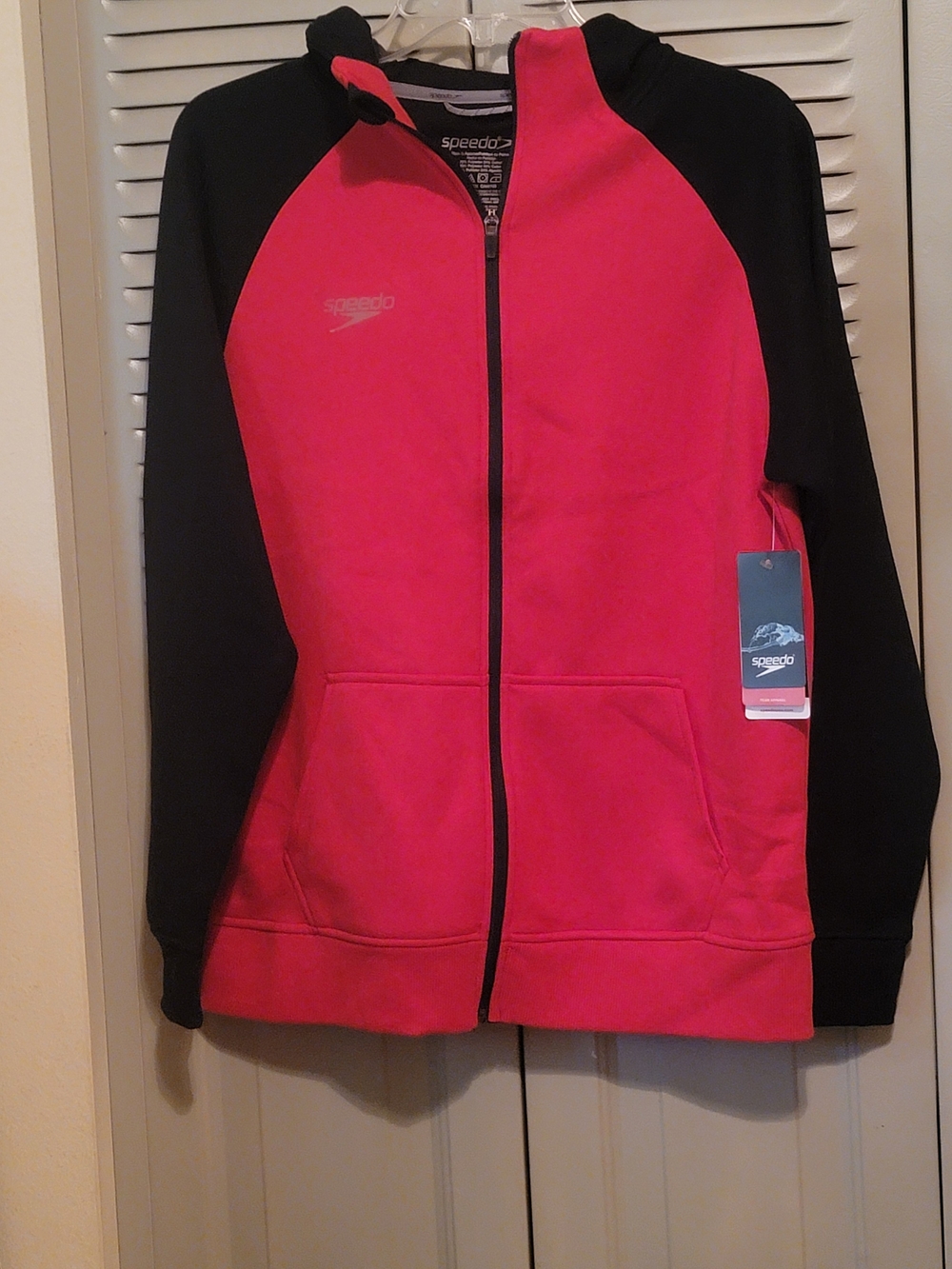 Speedo Red and Black Full-Zip Hooded Utility Jacket